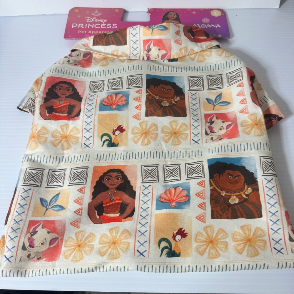 Disney Moana Pet Shirt Size L Maui Pua Hei Hei Princess Tropical Dog Apparel NEW
